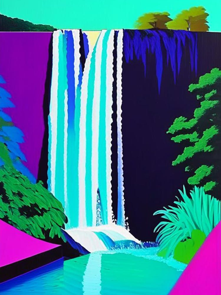 Waterfall Waterscape Colourful Pop Art 2