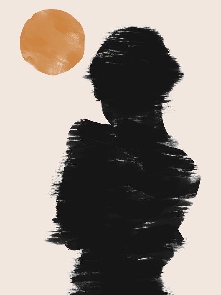 Silhouette de Femme avec Soleil