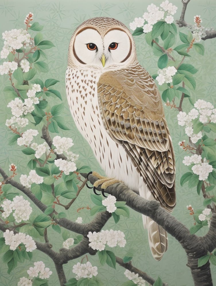 Ohara Koson Inspired Bird Painting Owl 3