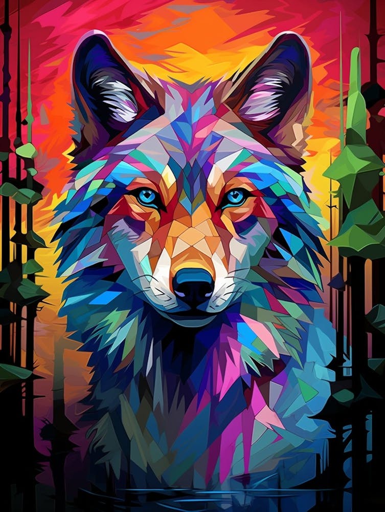Geometrischer Wolf Abstrakt 3
