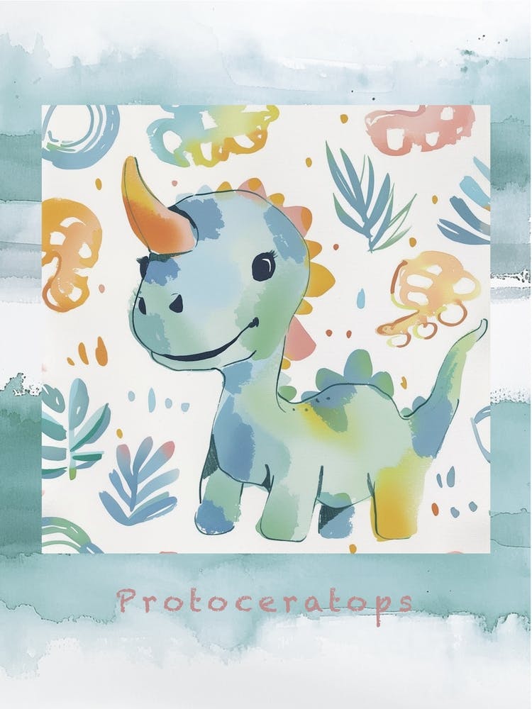 Süßer gedämpfter Pastell-Protoceratops Dinosaurier 3 Poster