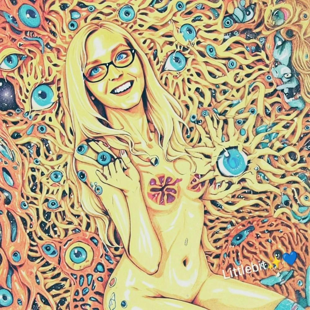 Girl experiencing a psychedelic trip.