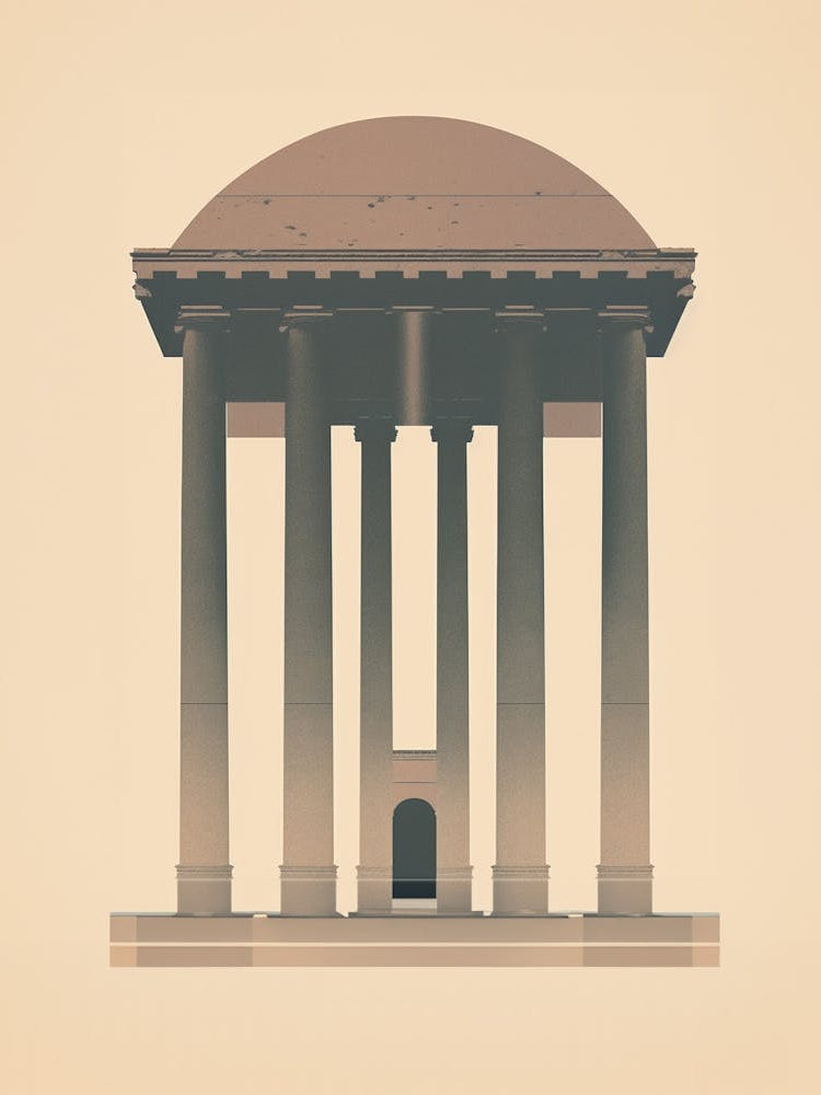Temple Of Artemis Art Deco Illustration 2