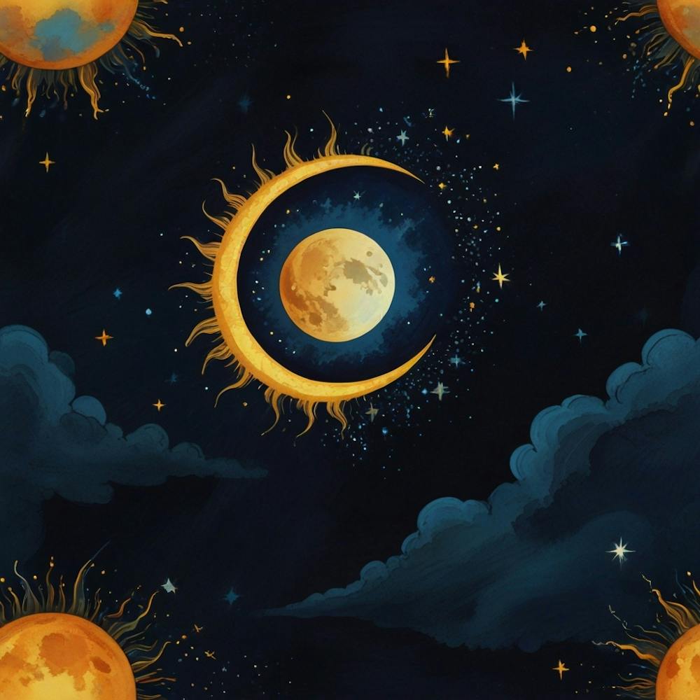 Mond und Sterne am Himmel