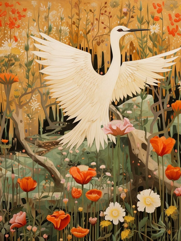 Egret 2 Detailed Bird Painting