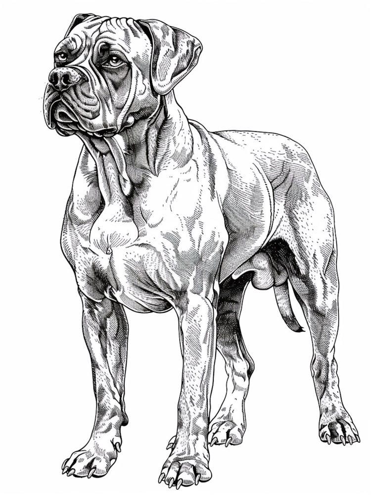 Boxer Dog Line Sketch 3