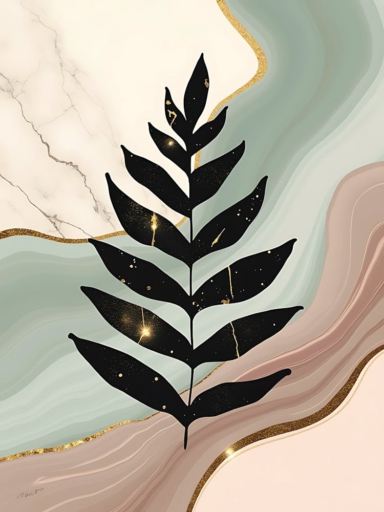 Serene Botanical Outline with Neutral Hues