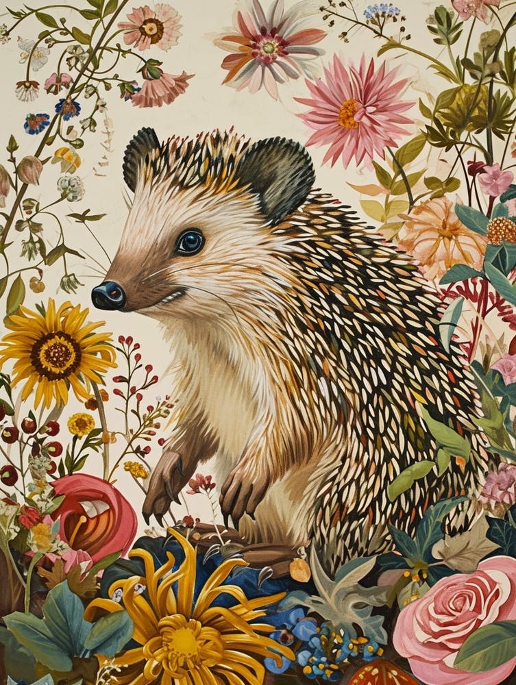 Florales Tiermälde Igel 1