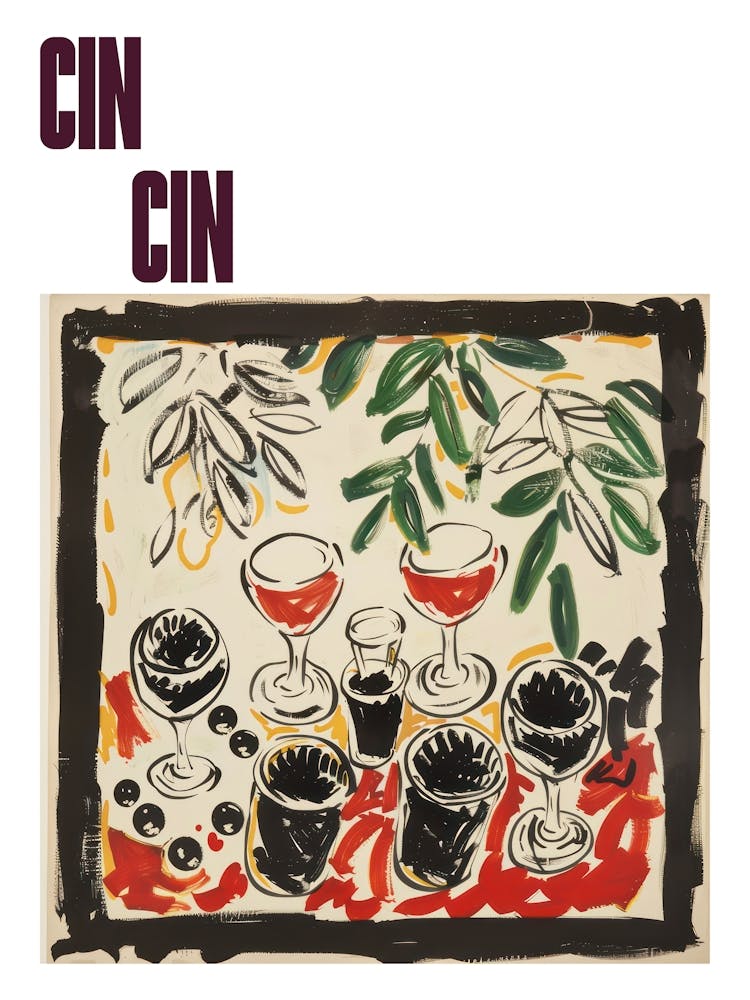 Cin Cin Poster Table With Wine Matisse Style 8