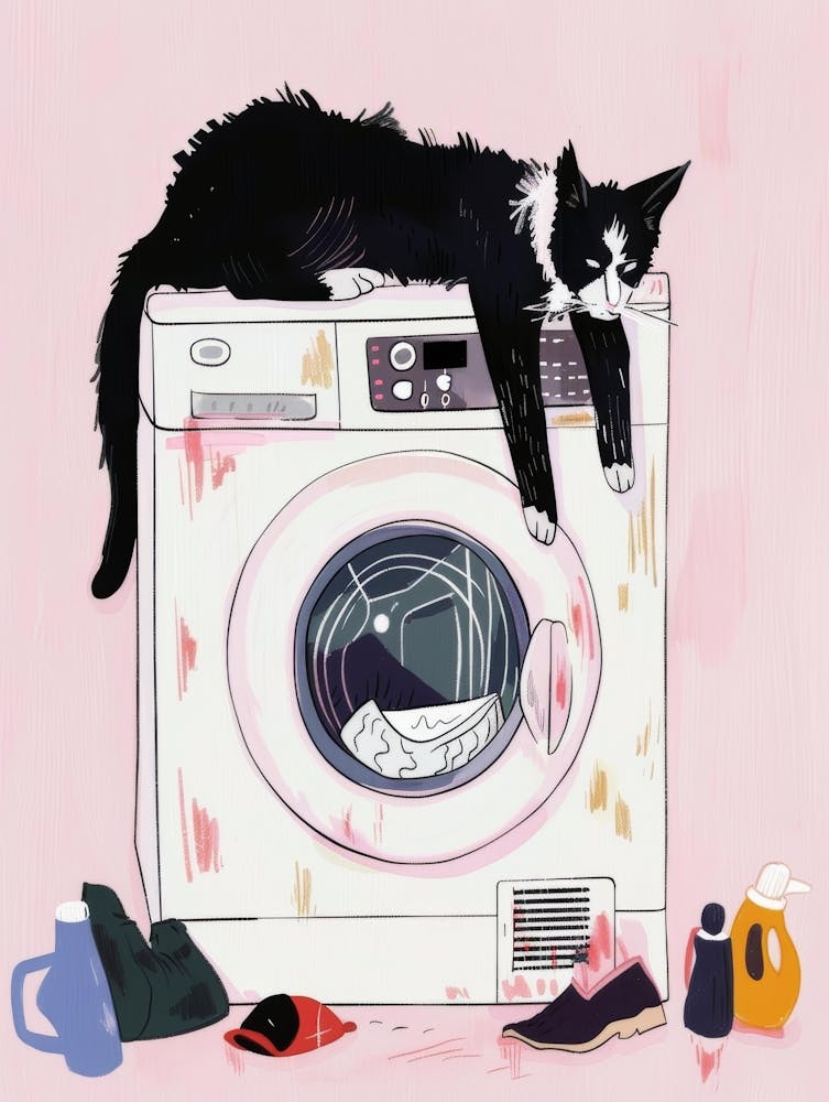 Chat Sur Machine À Laver