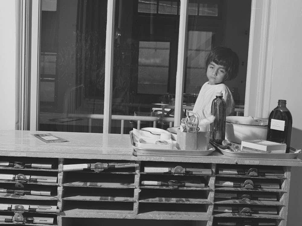 Little Mexican Girl In Diptheria Ward At The County Hospital, San Diego, California By Russell Lee