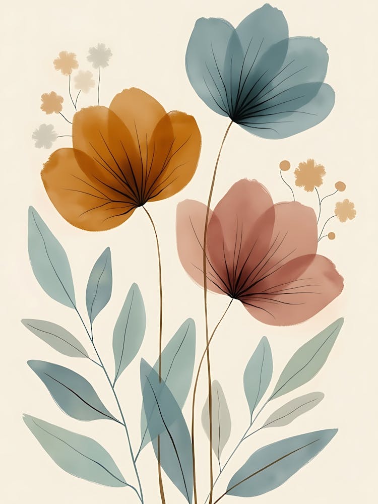 Vintage Gartenblüten in Gedämpften Farbtönen