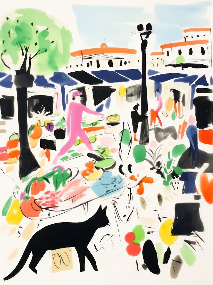 The Food Market In Rome 4 Illustration