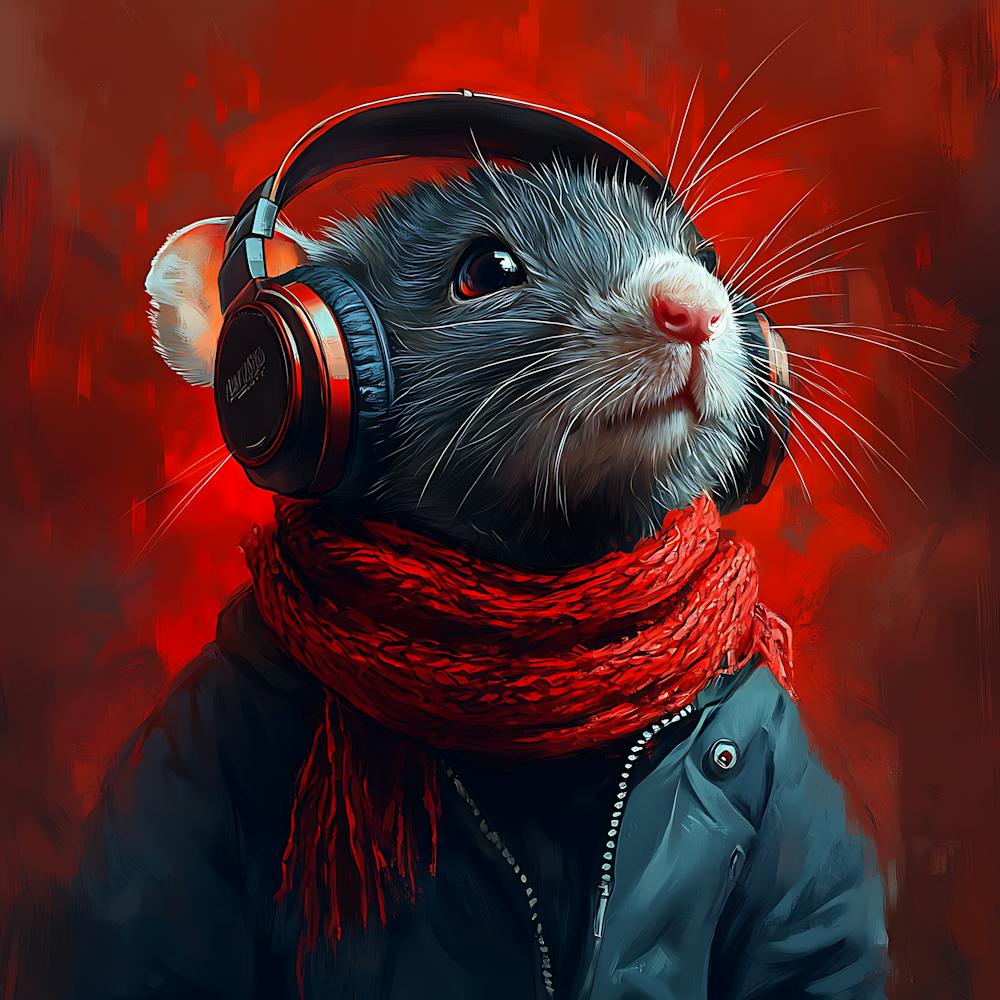 Cool Rat With Headphones
