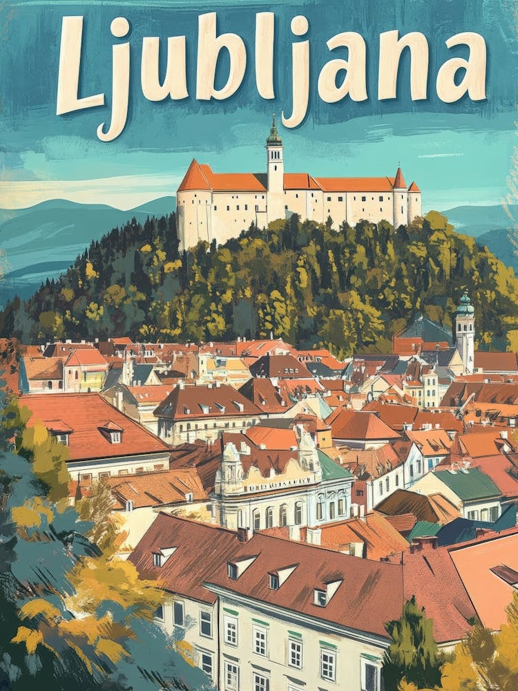 Aihrgdesign A Classic 1960s Travel Poster For Ljubljana 1