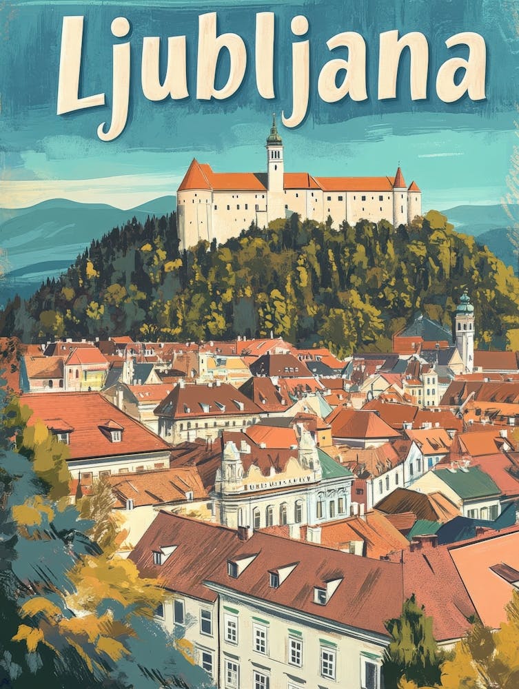 Aihrgdesign A Classic 1960s Travel Poster For Ljubljana 1