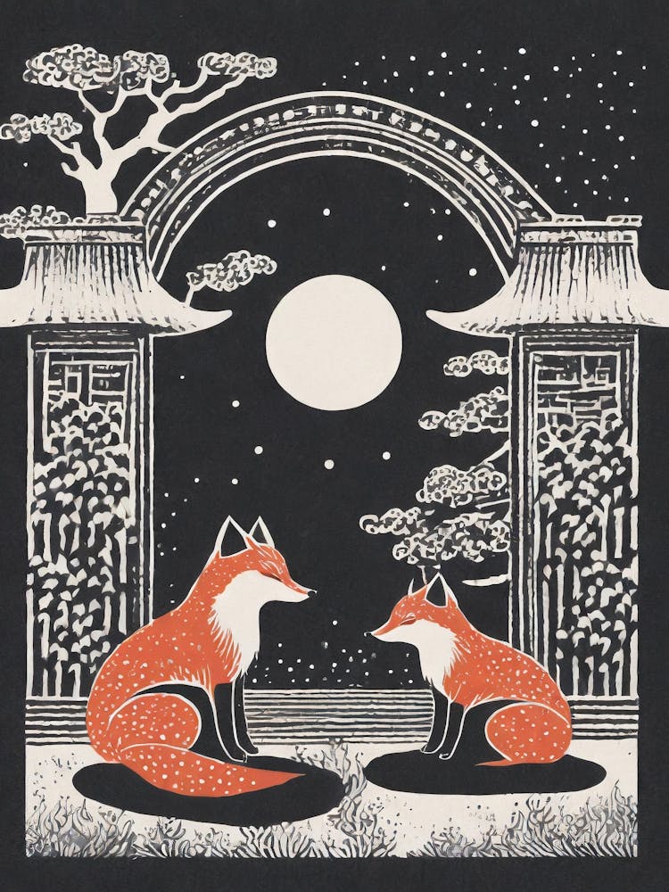 Foxes In The Moonlight