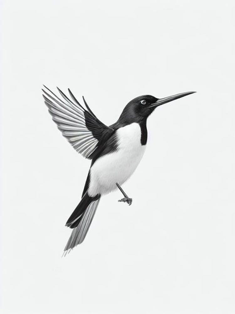 Magpie B&W Pencil Drawing 4 Bird