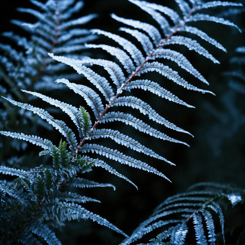 Farnblatt mit Frost