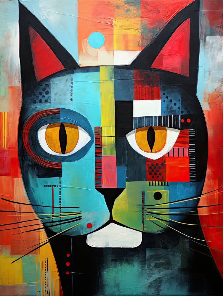 Abstract Whiskers: Cubist Minimalism Meets Cat
