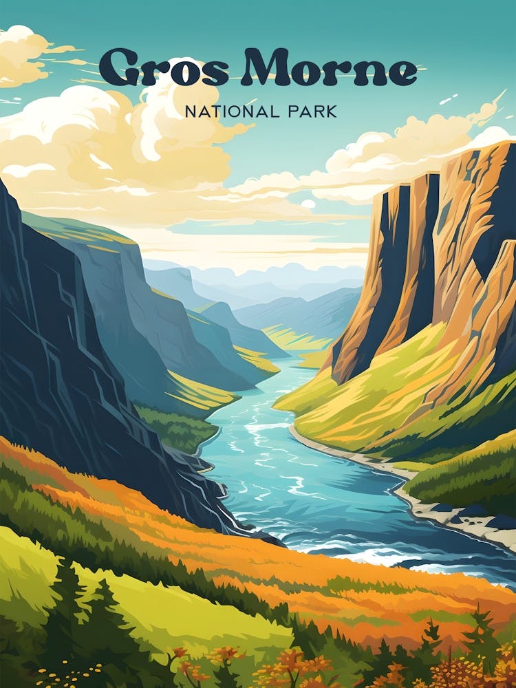 Gros Morne National Park Canada Travel Art Illustration