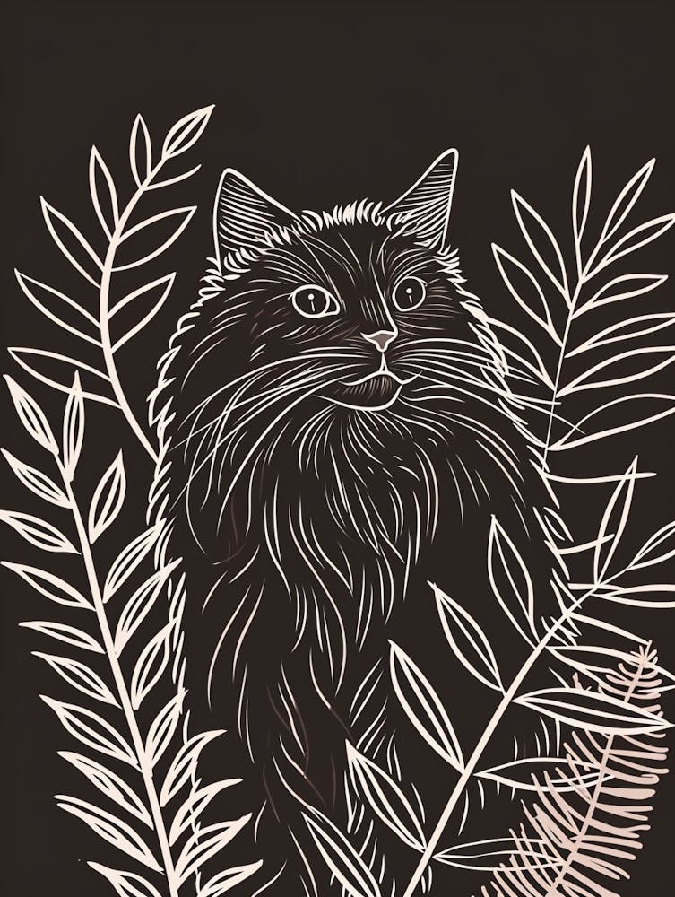 Persian Cat Minimalist Illustration 3
