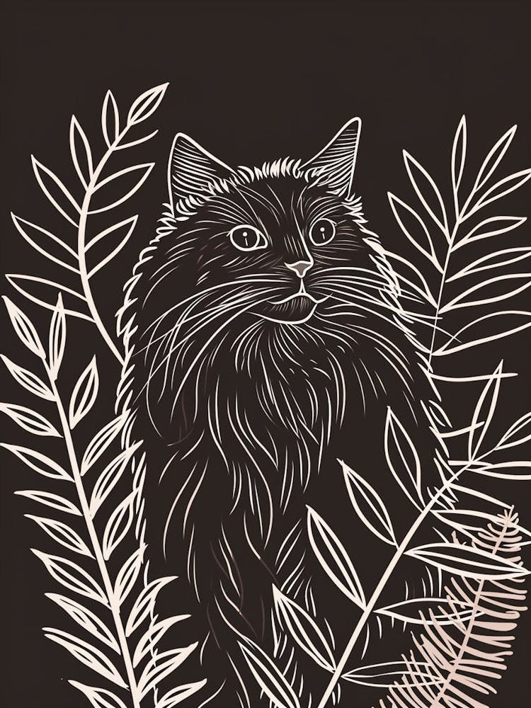 Persian Cat Minimalist Illustration 3