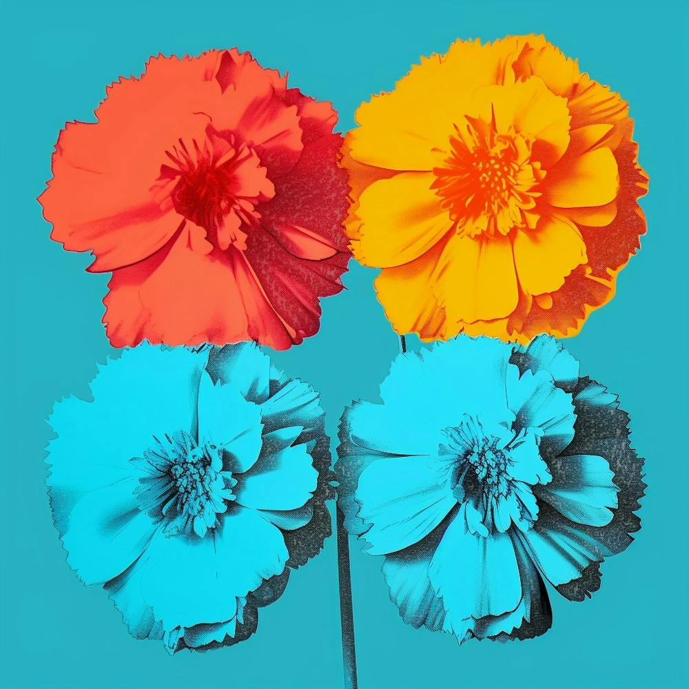 Andy Warhol Style Pop Art Flowers Marigold 2 Square