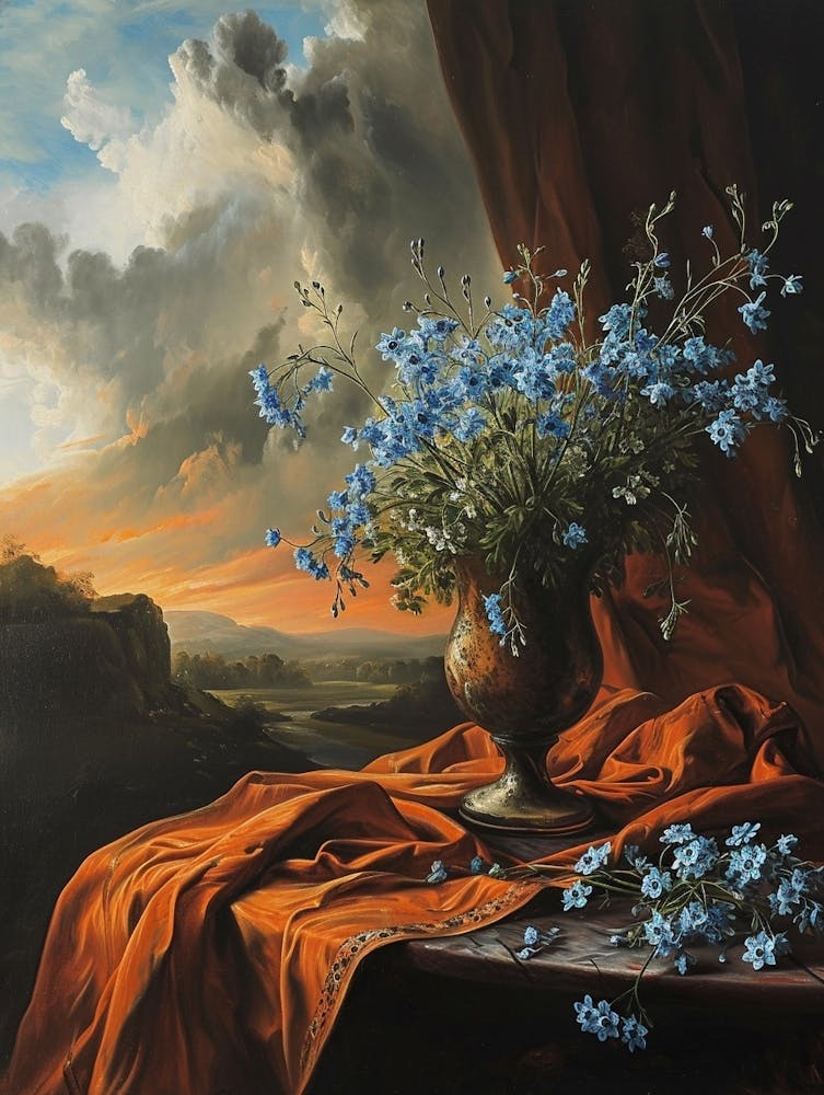 Baroque Floral Still Life Forget Me Nots 8