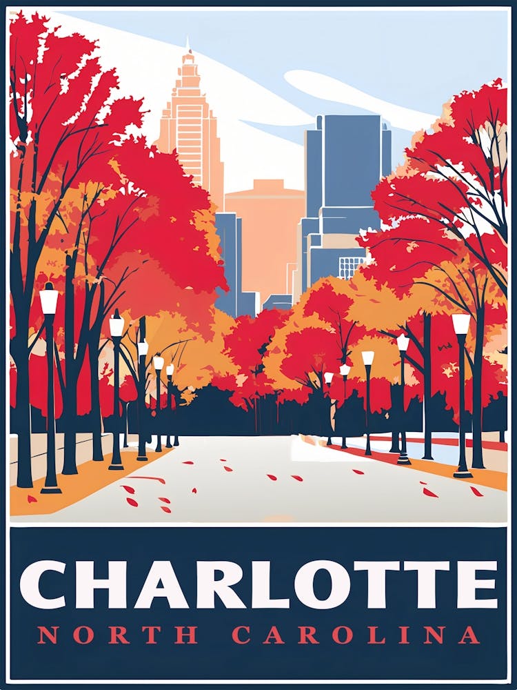 Charlotte City In Autumn North Carolina