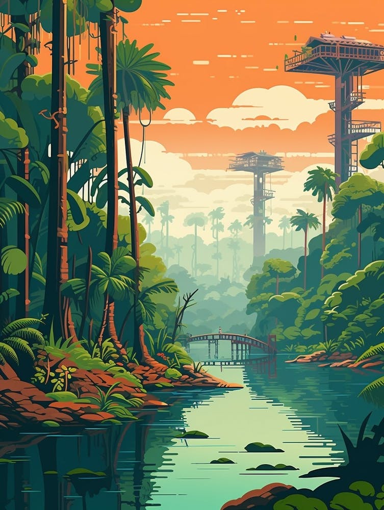 Sundarbans Danum Valley Conservation Area Pixel Art 2