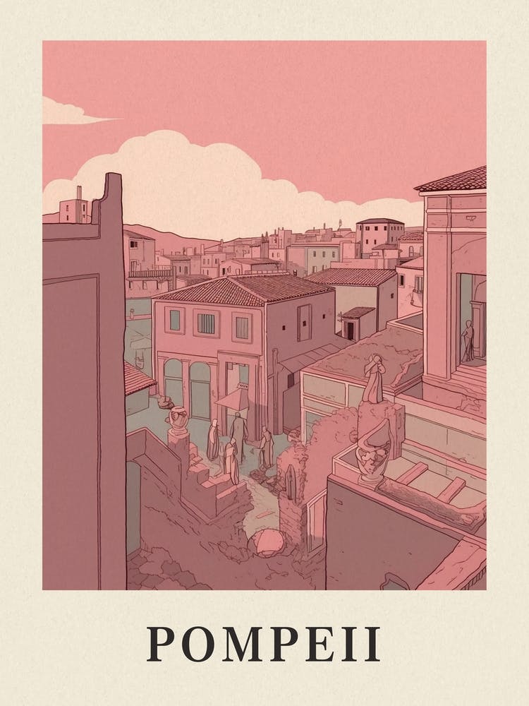 Pompeii Vintage Pink Italy Poster