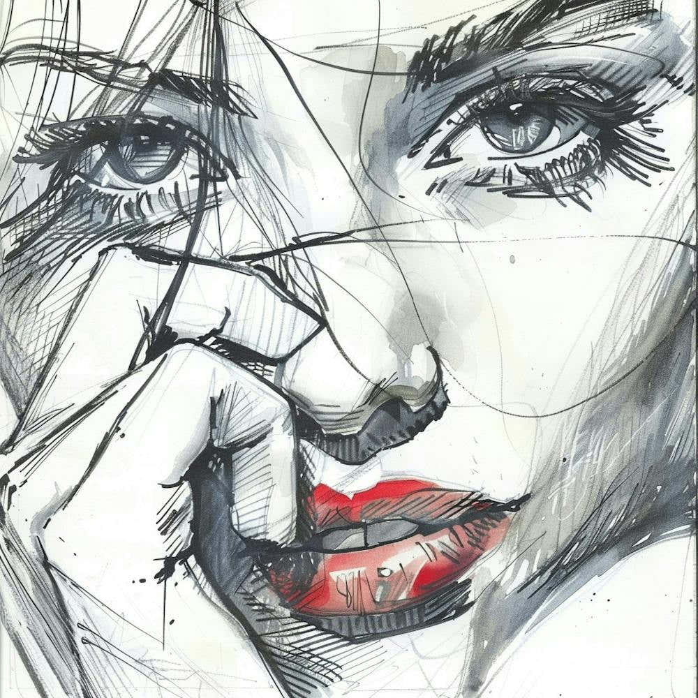 Portrait Of A Woman Hand Drawn Sketch 1