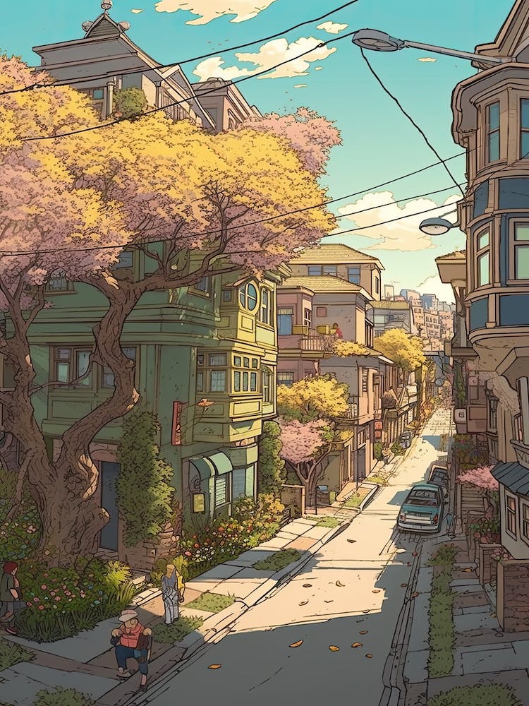 Springtime San Francisco Studio Ghibli Style 2
