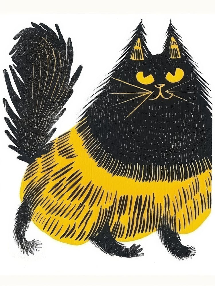 Black Cat With Yellow Stripes