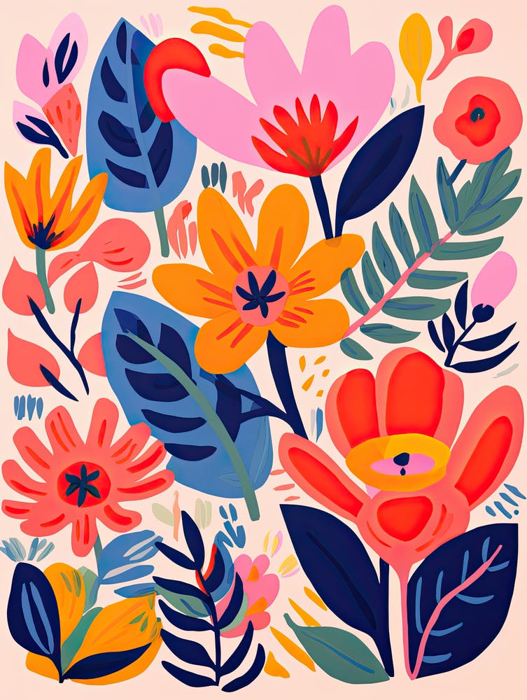 Blumenfantasie; Matisse-Stil Verspielter Tanz