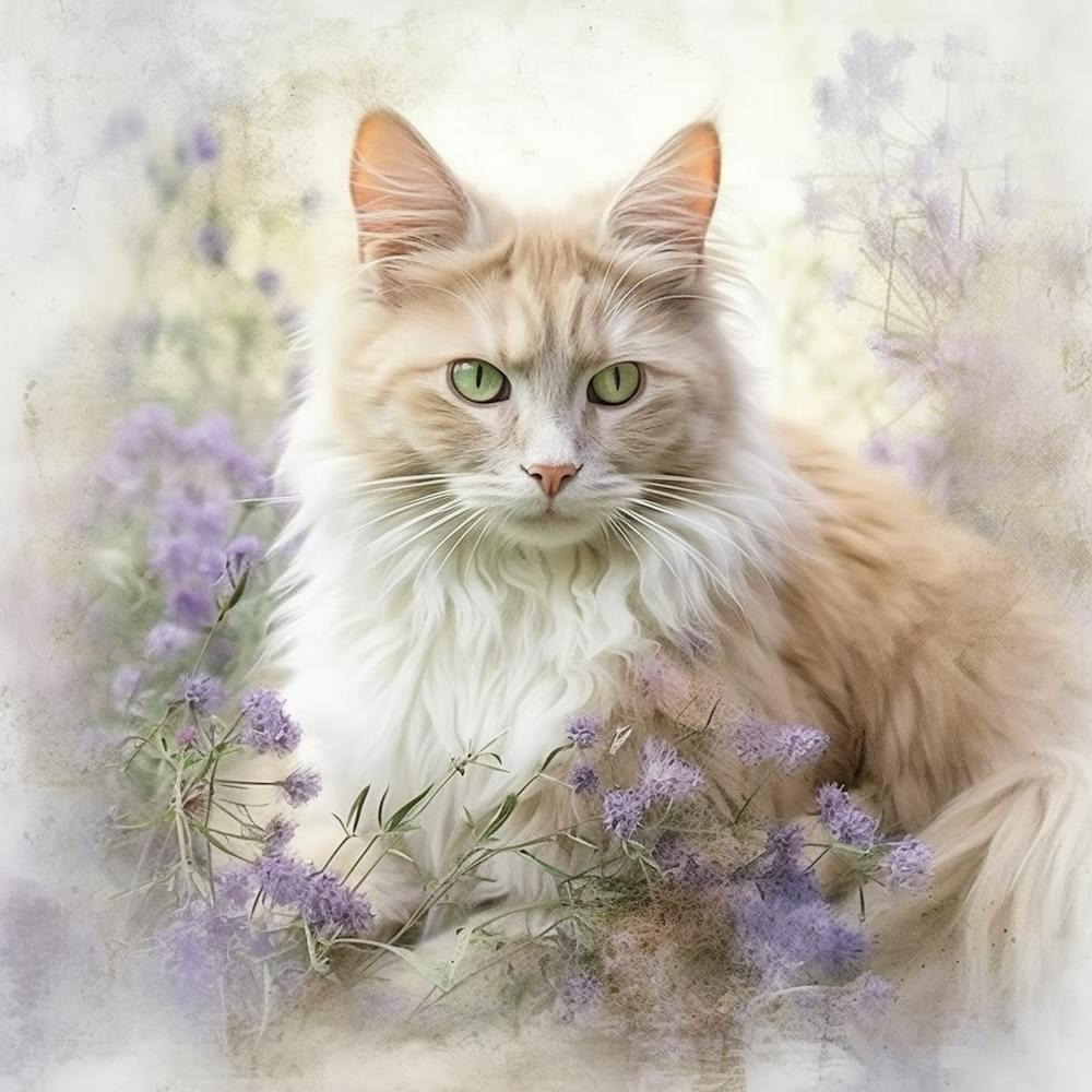 Coon Cat In Lavender