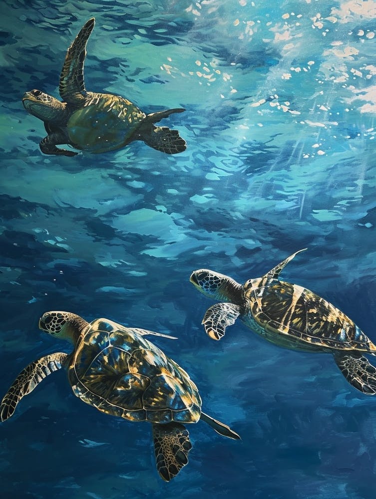 Tortues Marines Style Peinture Sous-marine 6