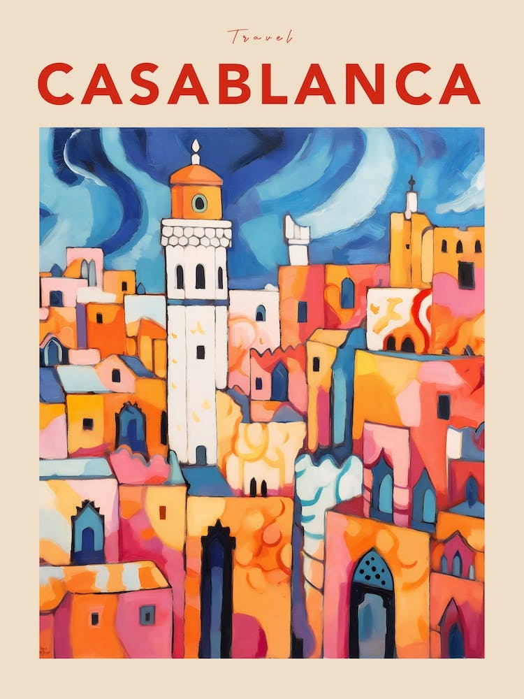 Casablanca Morocco 2 Fauvist Travel Poster