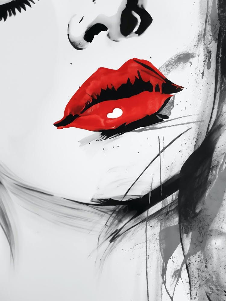 Femme Fatale Sketch in Red Lipstick