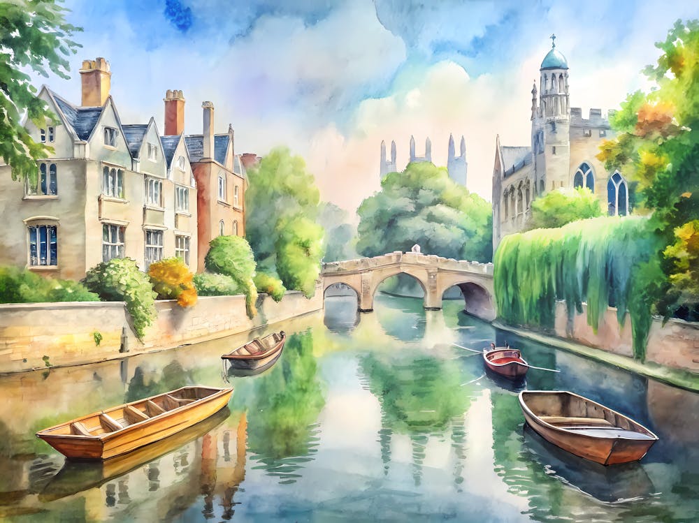 Cambridge England A Vintage Illustration