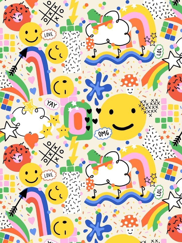 Retro 90s Pop Art Illustration Zine Doodle Collage Kids