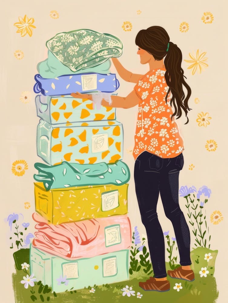 Woman Stacking Boxes