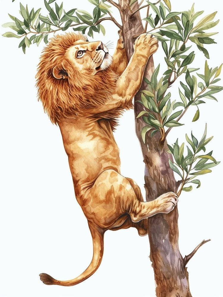 Barbary Lion Crossing A River Clipart 2