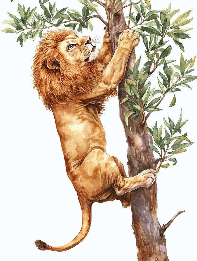 Barbary Lion Crossing A River Clipart 2