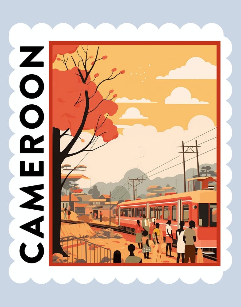Cameroon 3 Travel Stamp Poster