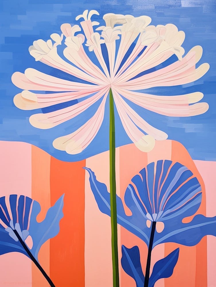 Agapanthus 3 Hilma Af Klint Inspired Pastel Flower Painting