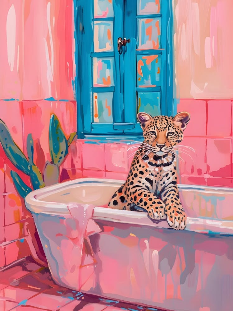 Leopard In The Bath