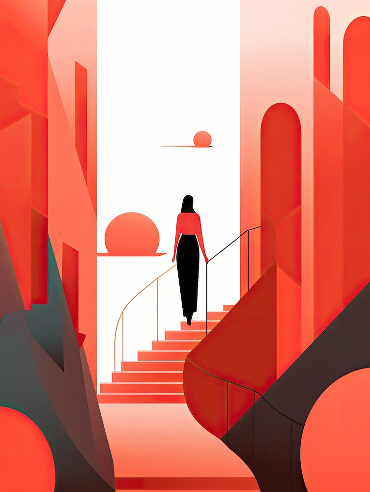 Elegance Unmasked: Woman in Abstract Mastery