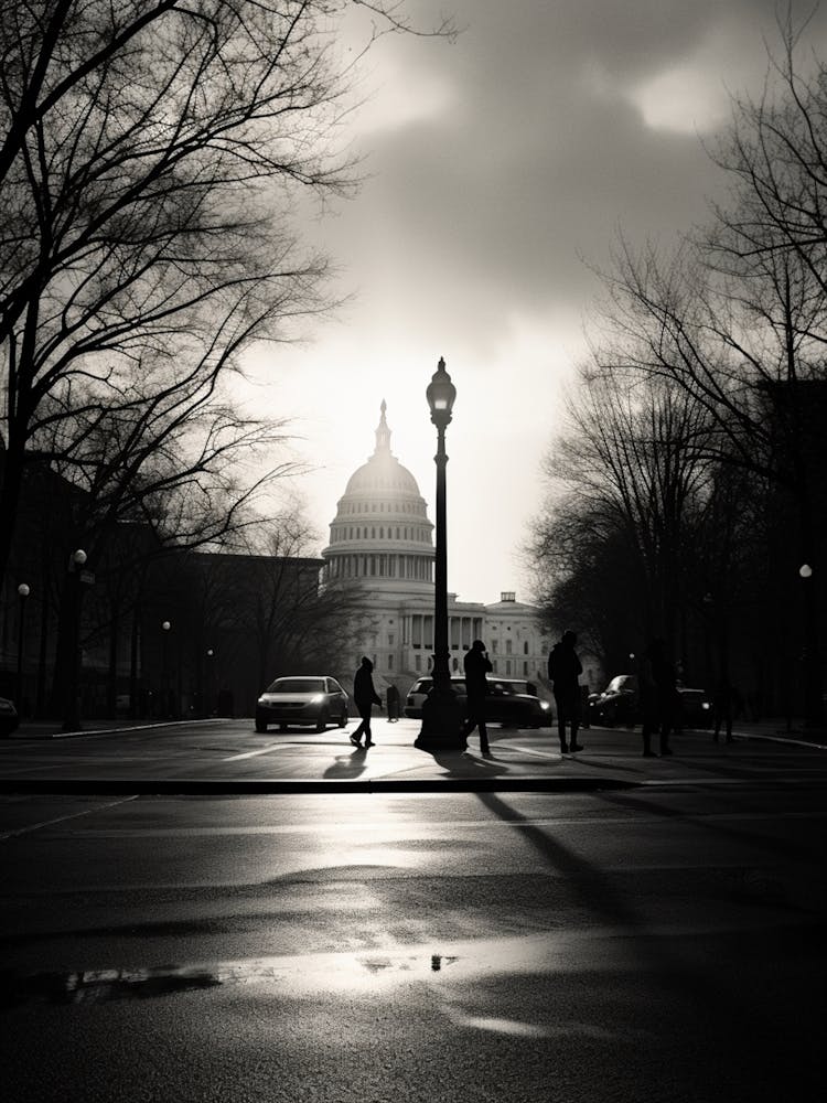 Washington Dc, Usa, Black And White Analogue Photograph 4